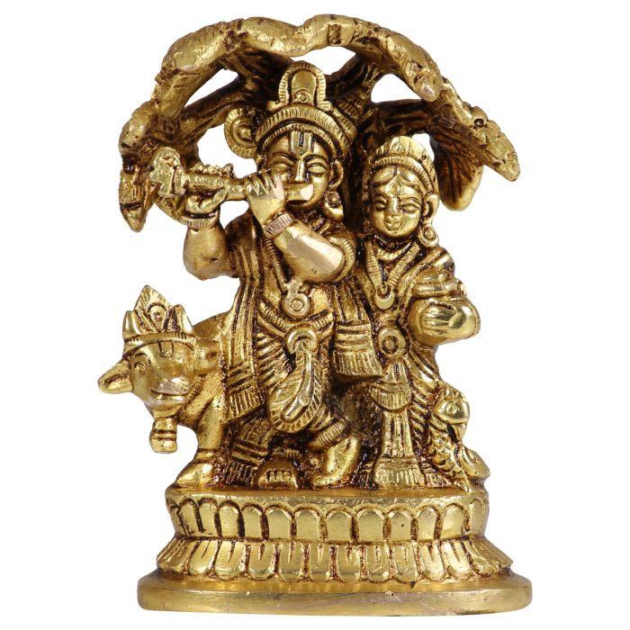 Radha Krishna Idol with Cow  Brass  Idol | Deity Idol Exclusive Collection - Image 1