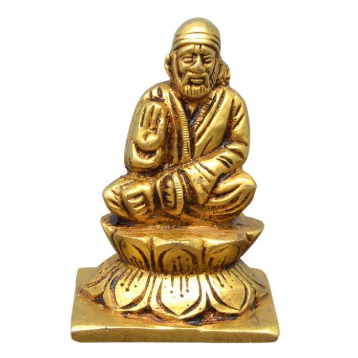 Brass Sai Baba Sitting Idol Blessing – Indian Hindu God  Idol | Deity Idol Exclusive Collection - Image 1