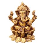 Shree Ganesha Sitting On Kamal Idol Brass | Lotus Ganesha Statue for Purity & Obstacle Removal