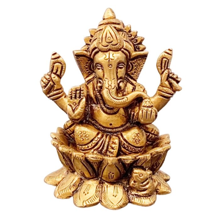 Shree Ganesha Sitting On Kamal Idol Brass  Idol | Deity Idol Exclusive Collection - Image 1