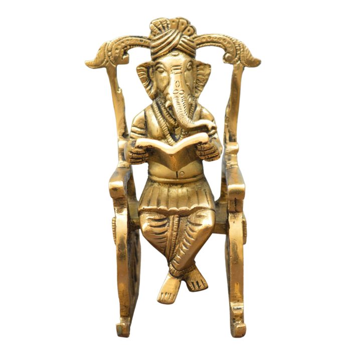 Chair Ganesha Brass Idol | Deity Idol Exclusive Collection - Image 1