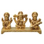 Ganesh Laxmi Saraswati Idol Brass | Authentic Hindu Deity Statue for Sacred Worship