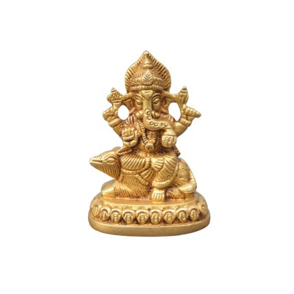 Ganesh With Rat Brass Idol | Deity Idol Exclusive Collection