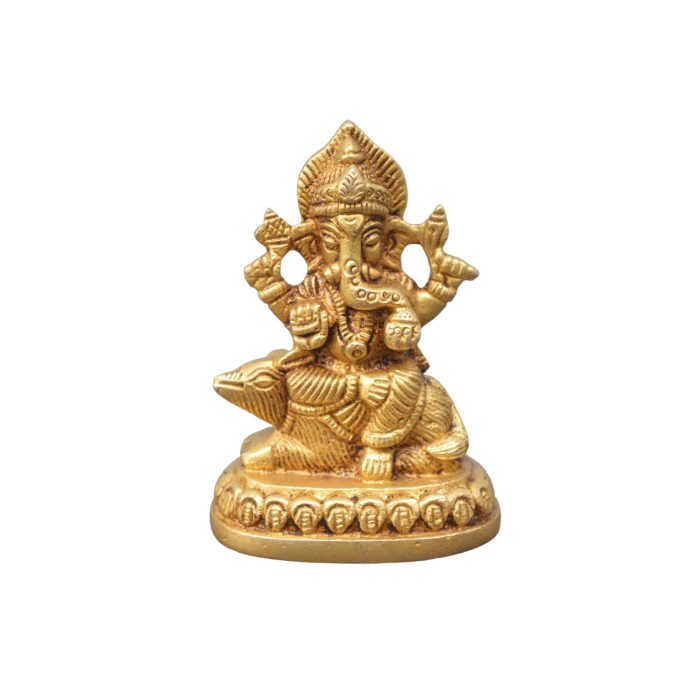 Ganesh With Rat Brass Idol | Deity Idol Exclusive Collection - Image 1