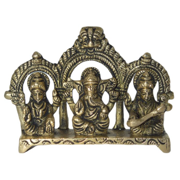 Kaman Ganesh Laxmi Sarswati God Brass  Idol | Deity Idol Exclusive Collection - Image 1