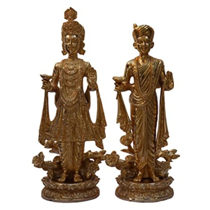 Lord Swaminaryan Pair (Gold Platting)Brass  Idol | Deity Idol Exclusive Collection - Image 1
