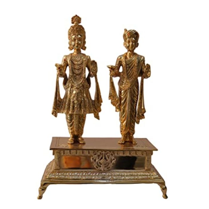 Lord Swaminaryan Pair (Gold Platting) Brass  Idol | Deity Idol Exclusive Collection - Image 1