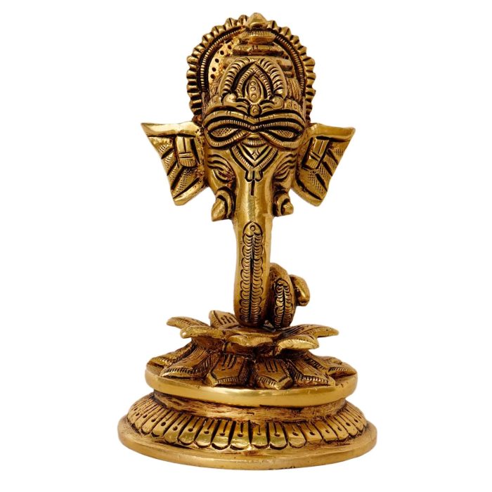 Head Kamal Ganesh God Brass Idol | Deity Idol Exclusive Collection - Image 1