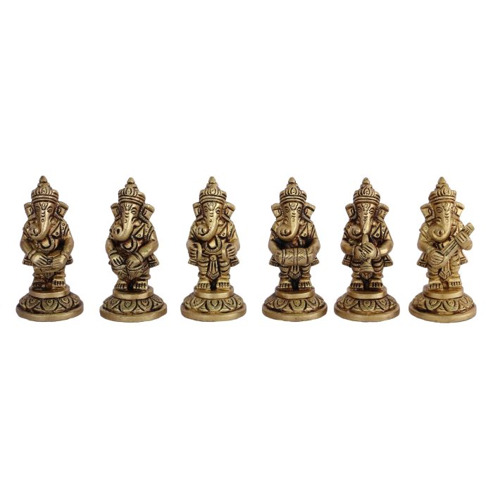 Ganesh Music Set Brass Idol | Deity Idol Exclusive Collection - Image 1