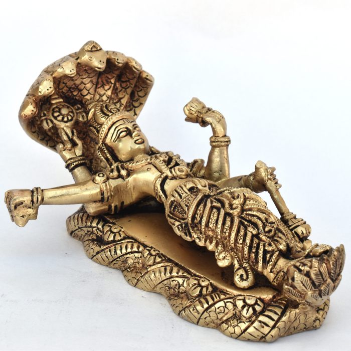 Vishnu Lying On Snake Brass Idol | Deity Idol Exclusive Collection - Image 1
