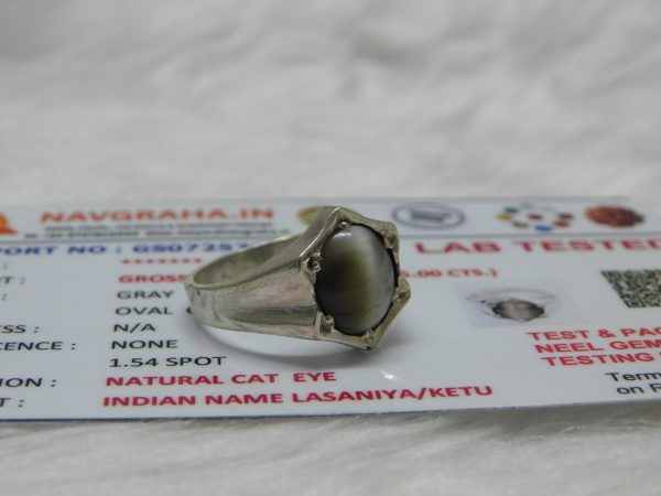 Cat Eye Silver Ring 5.0 Ct Navgraha Certified - Navgraha - Image 6