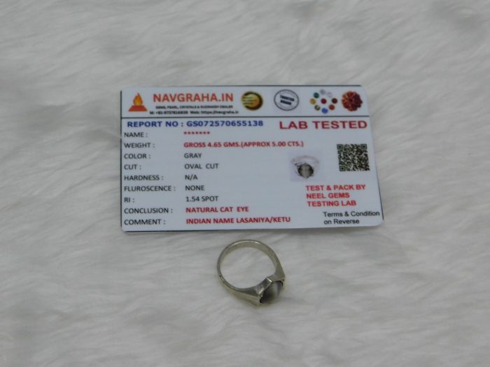 Cat Eye Silver Ring 5.0 Ct Navgraha Certified - Navgraha - Image 4