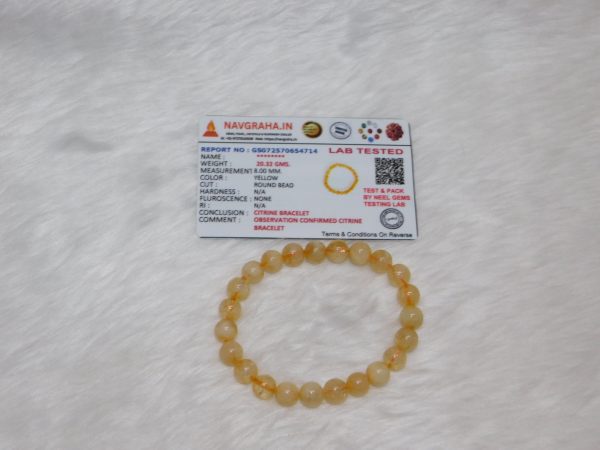Citrine Natural Bracelet 8 MM Neel Gems Certified - Navgraha - Image 6