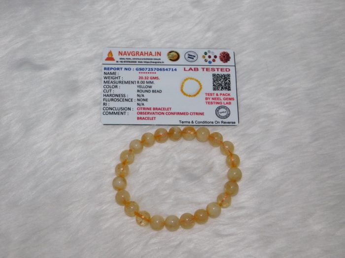Citrine Natural Bracelet 8 MM Navgraha Certified - Navgraha - Image 4