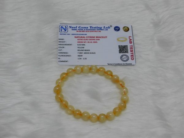 Citrine Natural Bracelet 8 MM Neel Gems Certified - Navgraha - Image 2