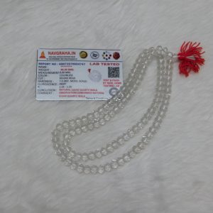 Clear Quartz Natural Mala 108 Beads 8 MM Navgraha Certified - Navgraha
