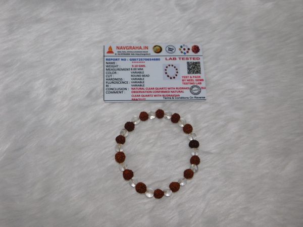 Clear Quartz and Rudraksh Bracelet Navgraha Certified - Navgraha