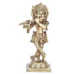 Square Base Krishna Brass | Lord Krishna Murti for Love, Joy & Spiritual Devotion