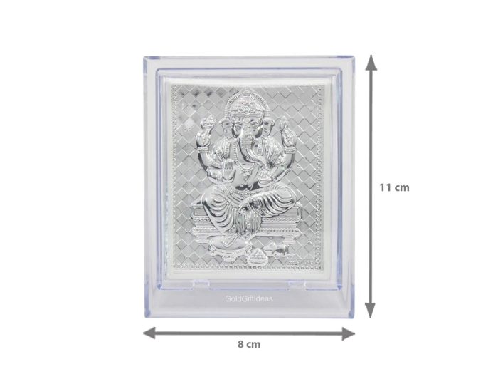 Ganesha 999 Pure Silver Foil Frame Decorative Puja Gift – Navgraha.in - Image 1