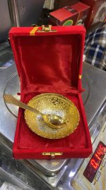 Gold Plated German Silver Bowl with Spoon – Navgraha.in - Image 2