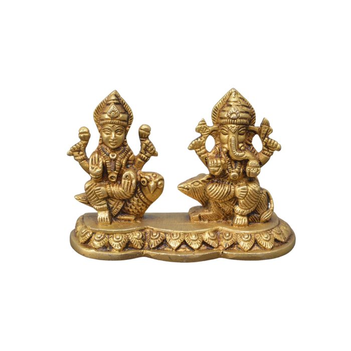 Ganpati And Laxmi Brass Idol | Deity Idol Exclusive Collection - Image 1