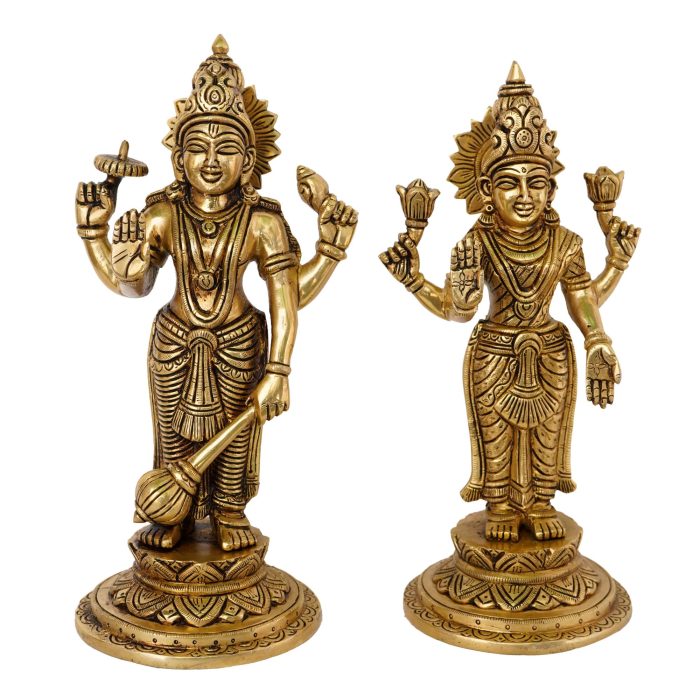 Vishnu Laxmi Brass Idol | Deity Idol Exclusive Collection - Image 1