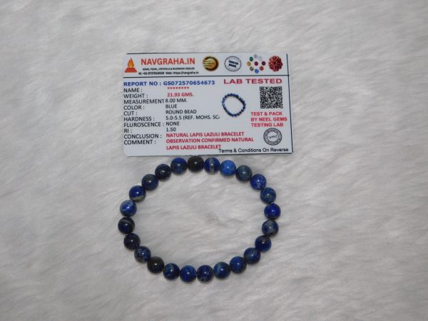 Lapiz Lazuli Natural Bracelet 8 MM Navgraha Certified - Navgraha - Image 3