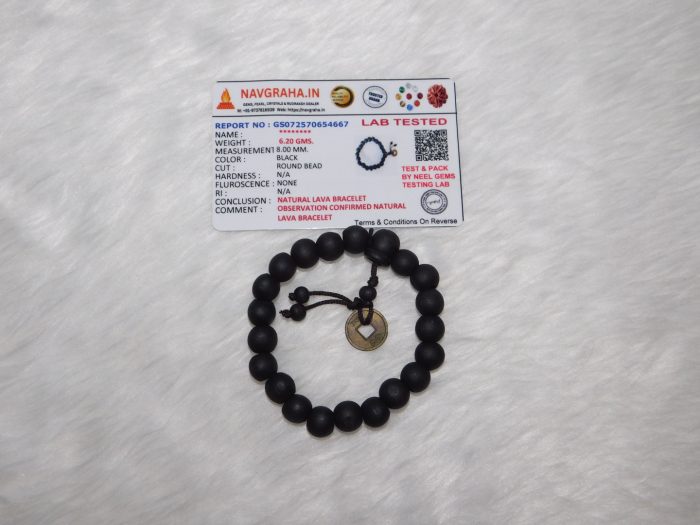 Lava Stone Natural Bracelet 8 MM Navgraha Certified - Navgraha - Image 4