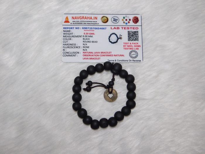 Lava Stone Natural Bracelet 8 MM Navgraha Certified - Navgraha - Image 1