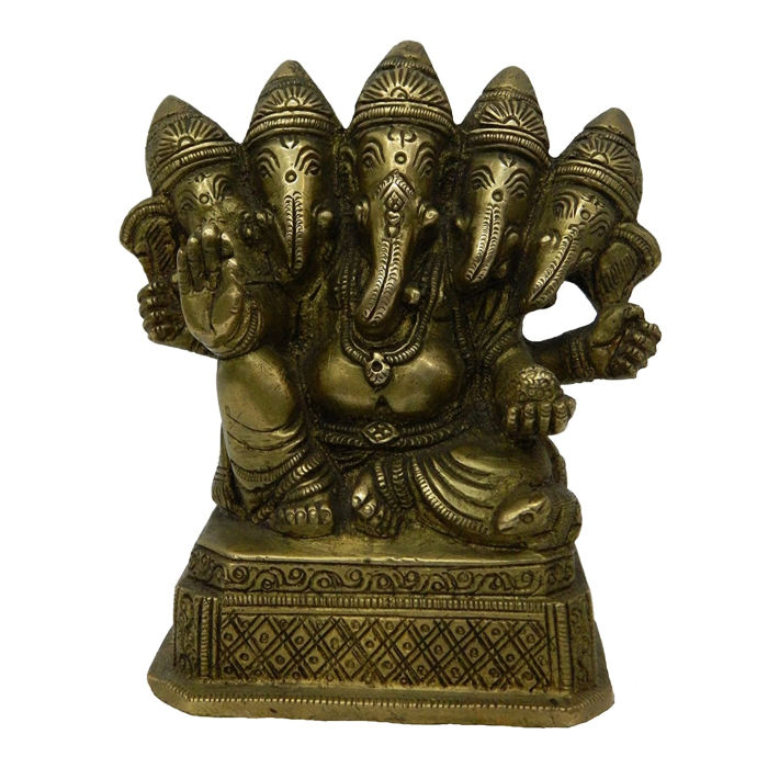 Statue Of Panchmukhi Ganesha Brass Idol | Deity Idol Exclusive Collection - Image 1