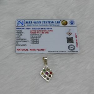 Nine Planets Silver Pendent Diamond Shape Neel Gems Certified - Navgraha