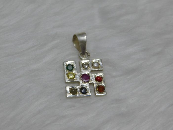 Nine Planets Silver Pendent Swastik Small Neel Gems Certificate - Navgraha - Image 4