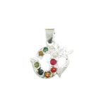 Navgraha Pendant Silver Om Shape with Natural Stones – Navgraha.in