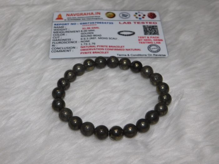 Pyrite Bracelet 8 MM Navgraha Certified - Navgraha - Image 4