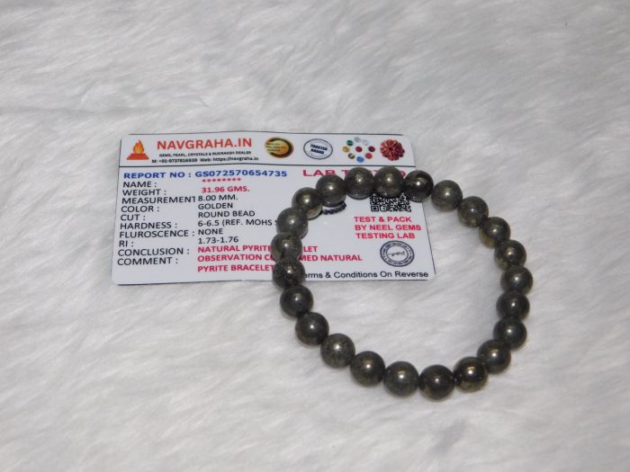 Pyrite Bracelet 8 MM Navgraha Certified - Navgraha - Image 1