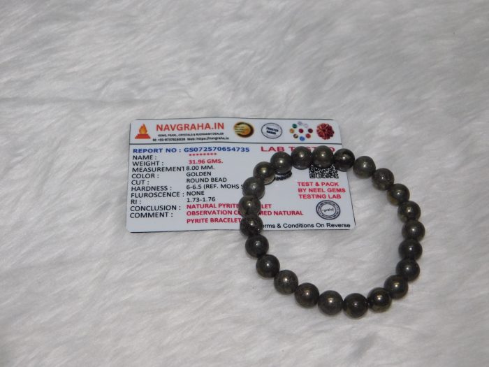 Pyrite Bracelet 8 MM Navgraha Certified - Navgraha - Image 3