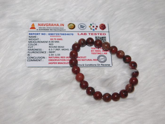 Red Jasper Natural Bracelet 8 MM Navgraha Certified - Navgraha - Image 5