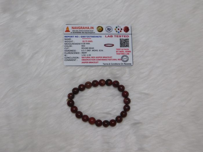 Red Jasper Natural Bracelet 8 MM Navgraha Certified - Navgraha - Image 2