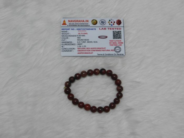 Red Jasper Natural Bracelet 8 MM Navgraha Certified - Navgraha - Image 1