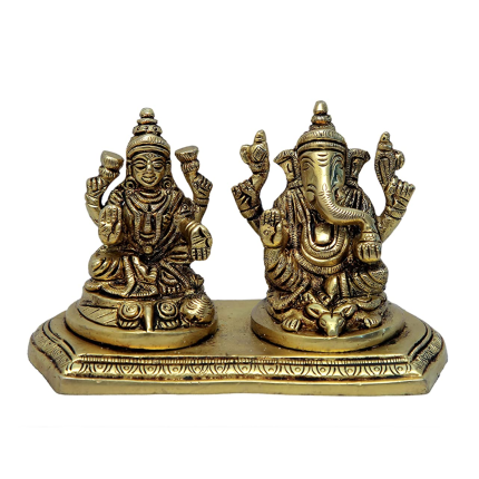 Ganesh Laxmi Sitting On Bajath Brass Idol | Deity Idol Exclusive Collection