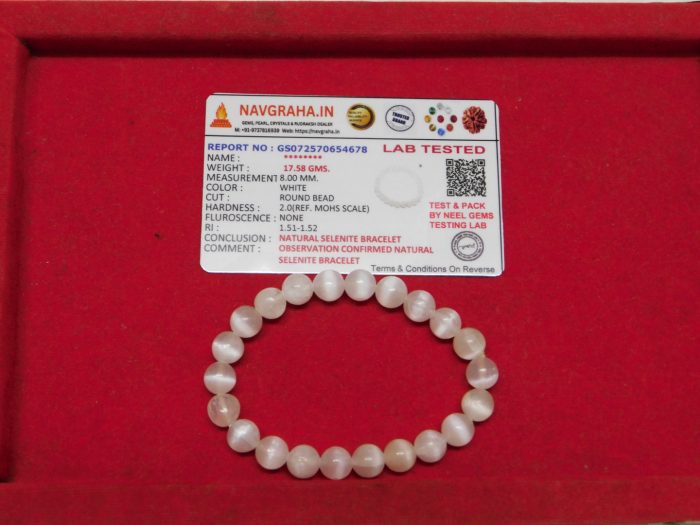 Selenite Natural Bracelet 8 MM Navgraha Certified - Navgraha - Image 4