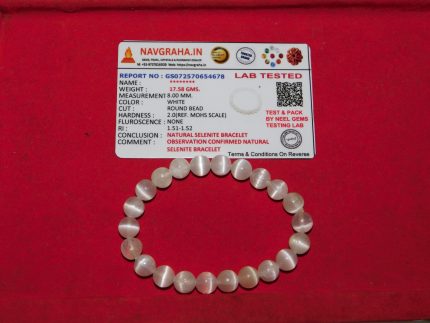 Selenite Natural Bracelet 8 MM Navgraha Certified - Navgraha