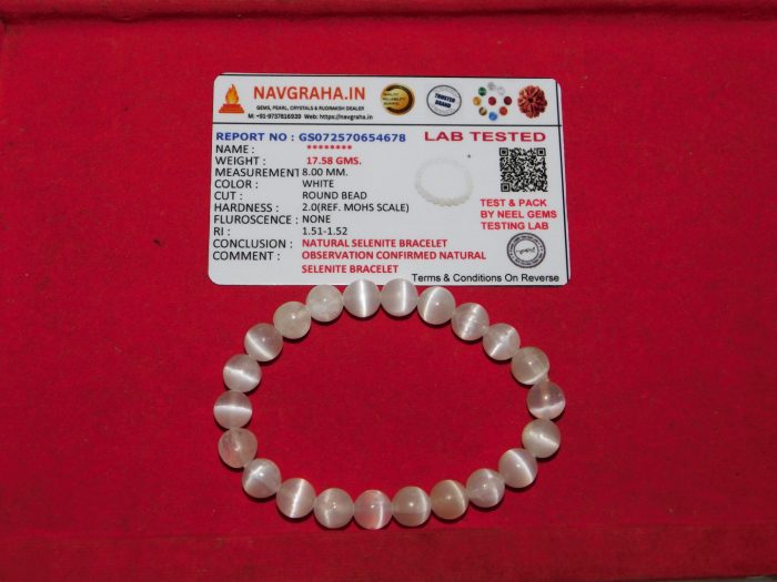 Selenite Natural Bracelet 8 MM Navgraha Certified - Navgraha - Image 1