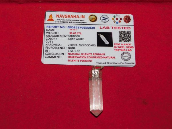 Selenite Pendent Navgraha Certified - Navgraha