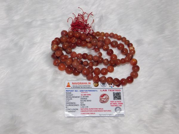 Sunstone Natural Hakik Mala 108 Beads 11 MM Navgraha Certified - Navgraha - Image 5