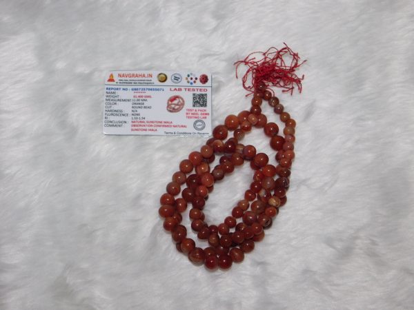 Sunstone Natural Hakik Mala 108 Beads 11 MM Navgraha Certified - Navgraha - Image 2