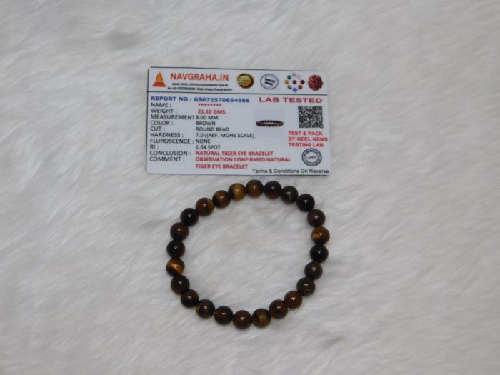 Tiger Eye Natural Bracelet 8 MM Navgraha Certified - Navgraha - Image 5