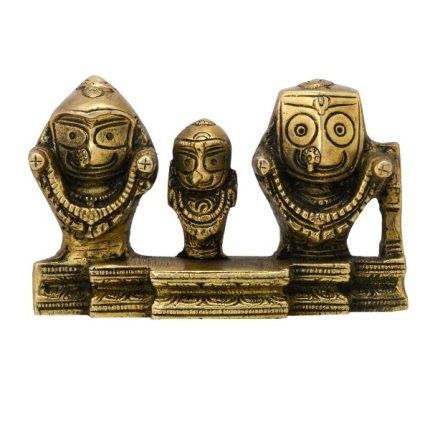Brass Lord Jagannath, Subhadra, Balabhadra Murti Set 2.7 Inch Idol | Deity Idol Exclusive Collection