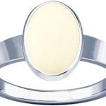 Moonga White Coral Natural Oval Shape Silver Ring Approx 7 Carat – Premium Safed Moonga Gemstone – Navgraha.in
