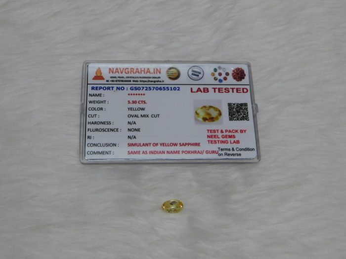Yellow Sapphire Synthetic 5.30 Ct Navgraha Certified - Navgraha - Image 4